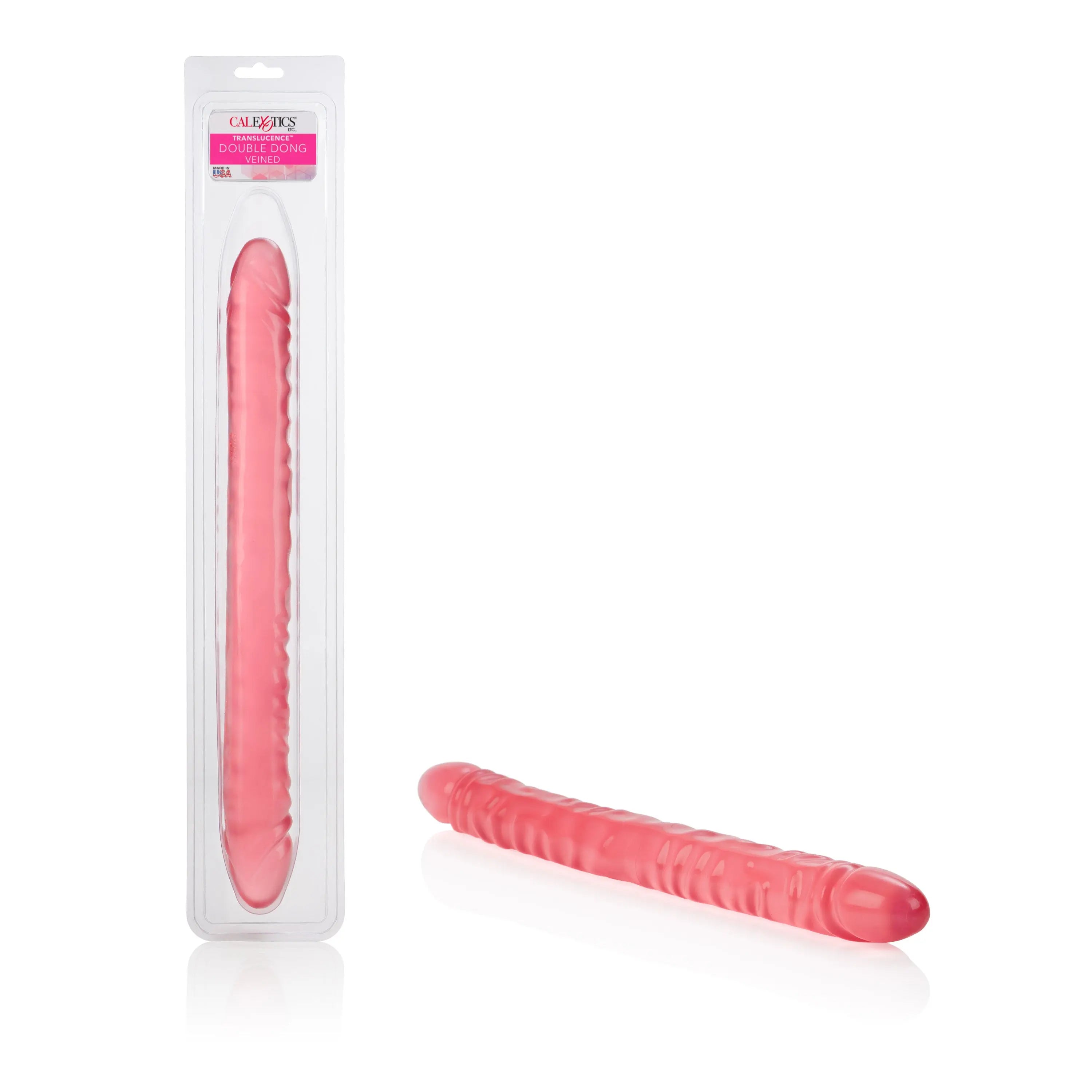 Translucent veined double dildo, pink, 18-inch length
