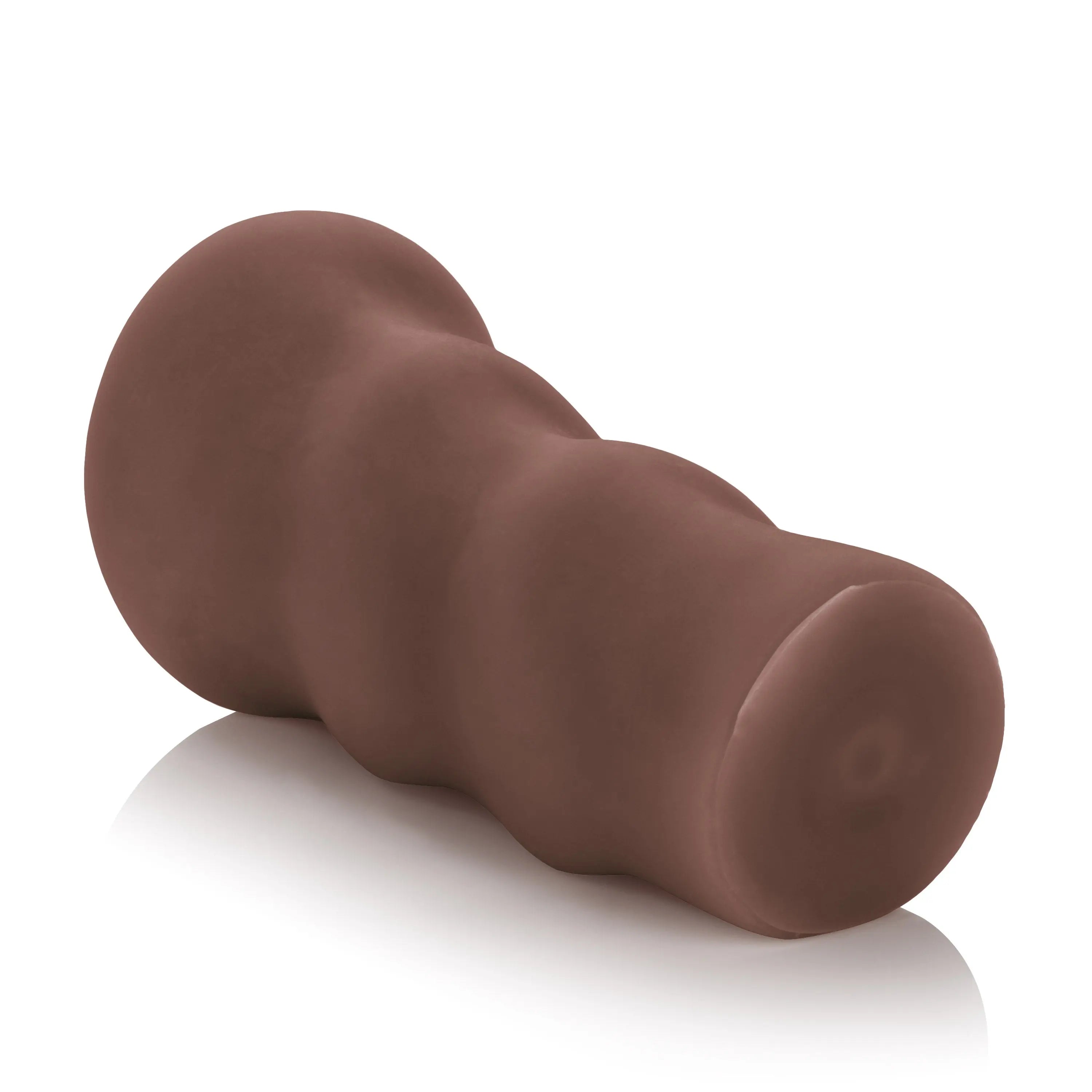 Dark brown adult pleasure dildo with rounded tip and bulbous base