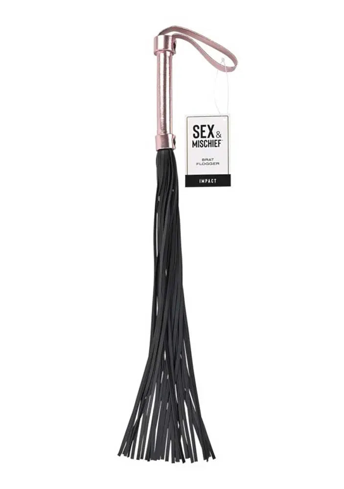 Brat Flogger - Black / Rose Gold – body-safe materials | Fu'Cha Exotics
