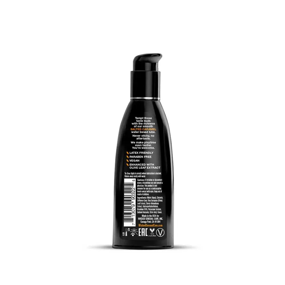 Aqua Salted Caramel Flavored Water Based Intimate Lubricant - 2 Fl. Oz. – body-safe materials | Fu'Cha Exotics