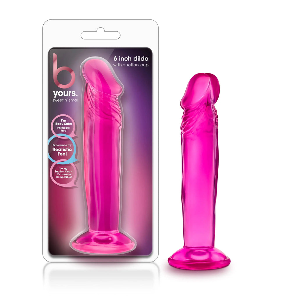 B Yours - Sweet n' Small 6 Inch Dildo With Suction Cup - Pink – body-safe materials suction stimulation | Fu'Cha Exotics