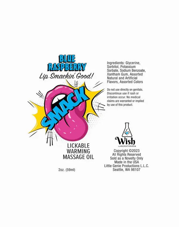 Smack Lickable Massage Oil, 3ml Pouch Display 36pc - Blue Raspberry – body-safe materials | Fu'Cha Exotics