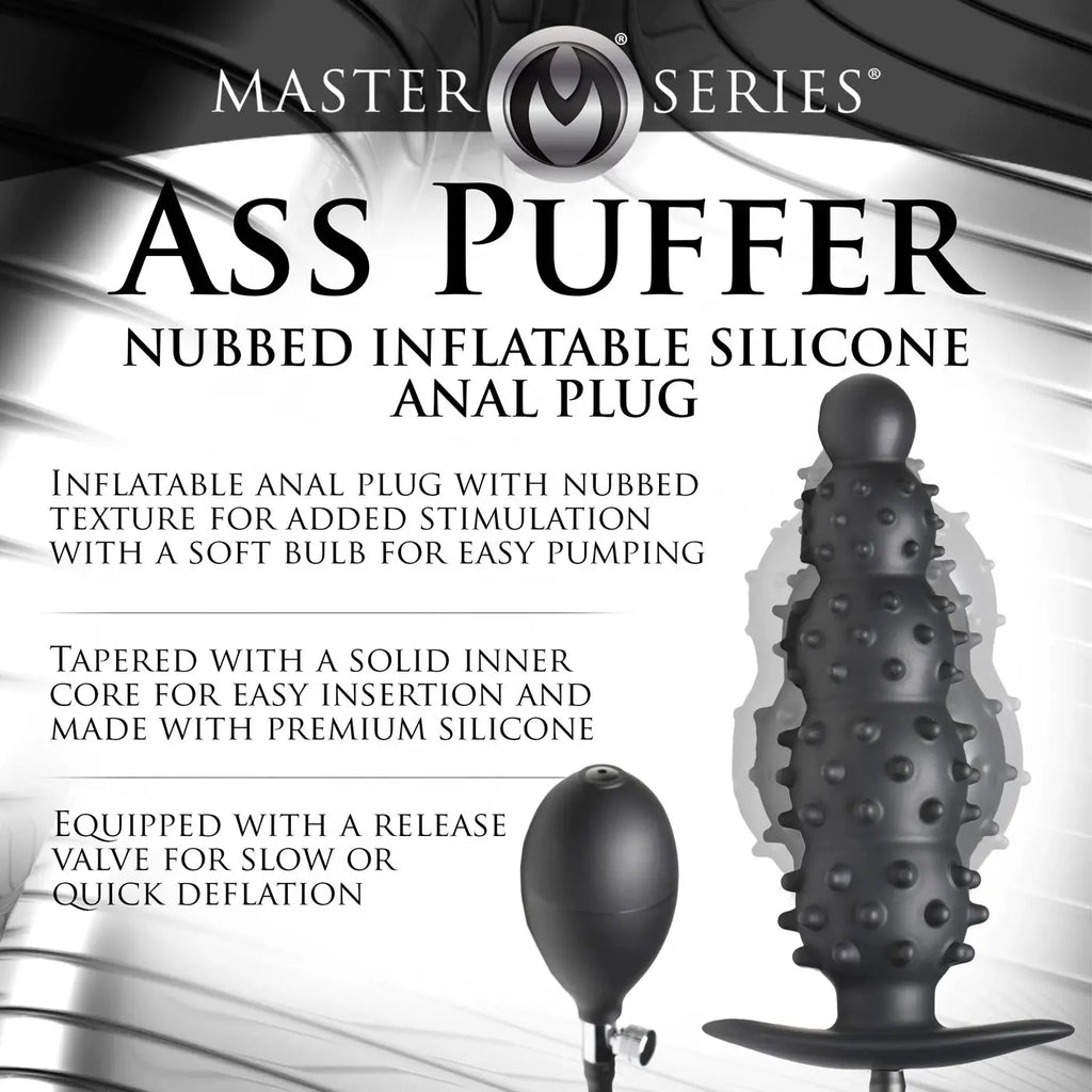 Ass Puffer Nubbed Inflatable Silicone Anal Plug - Black – body-safe materials | Fu'Cha Exotics
