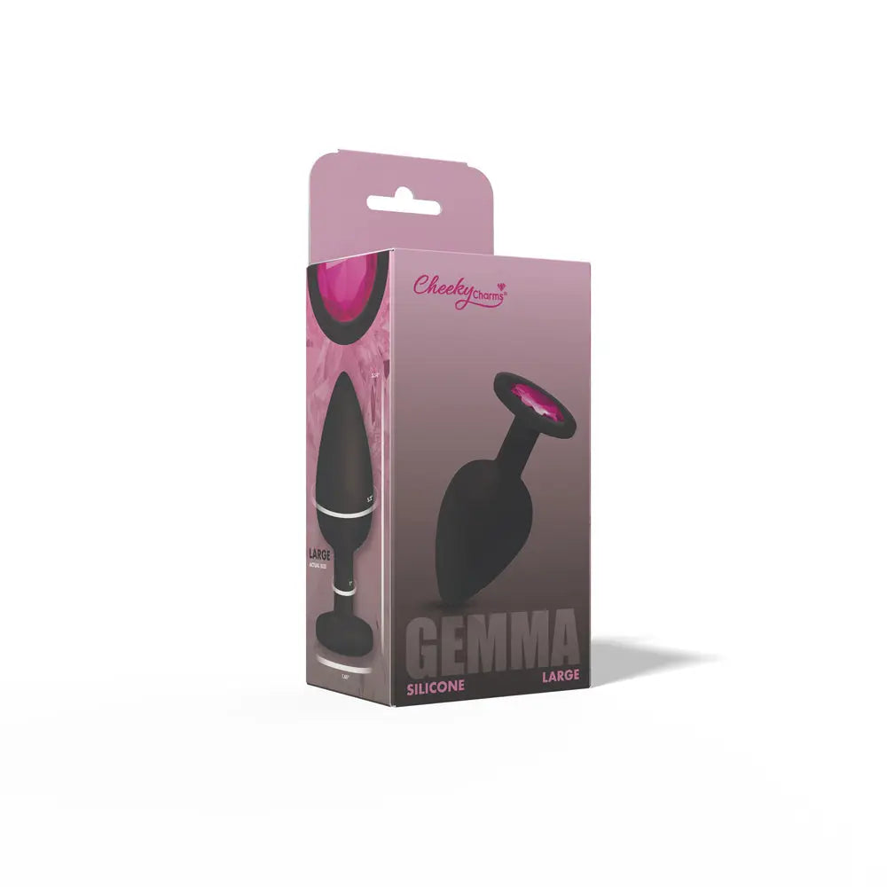 Gemma Pink Gem Black Silicone Plug - Large – body-safe materials | Fu'Cha Exotics