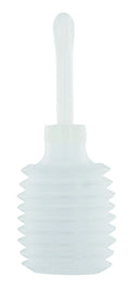Disposable enema applicator, clear ridged bulb with narrow nozzle tip