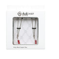 Sex and Mischief ruby black nipple clips with red bead accents