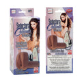 Hot seductress sex toy in retail box, brown pouch and silver accessory shown