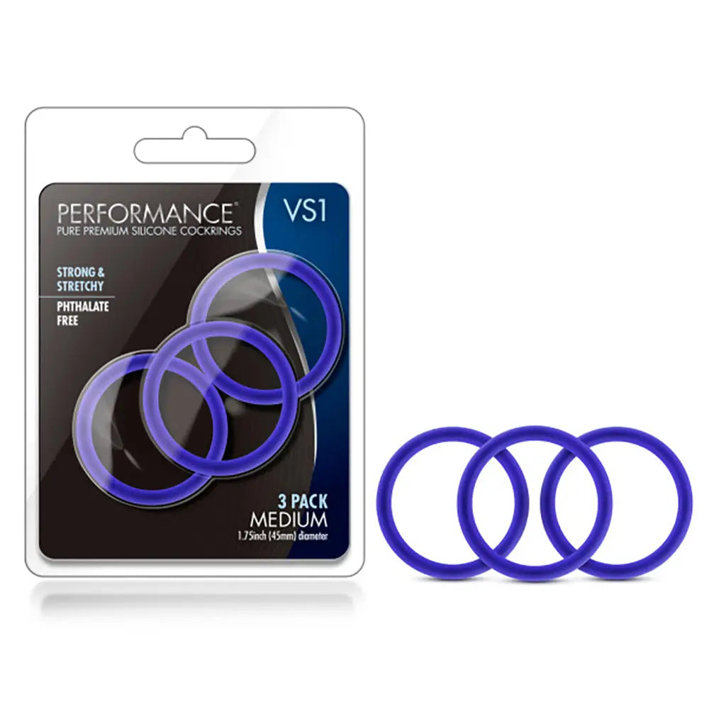 Performance - Vs1 Pure Premium Silicone Cockrings - Medium - Indigo – body-safe silicone | Fu'Cha Exotics