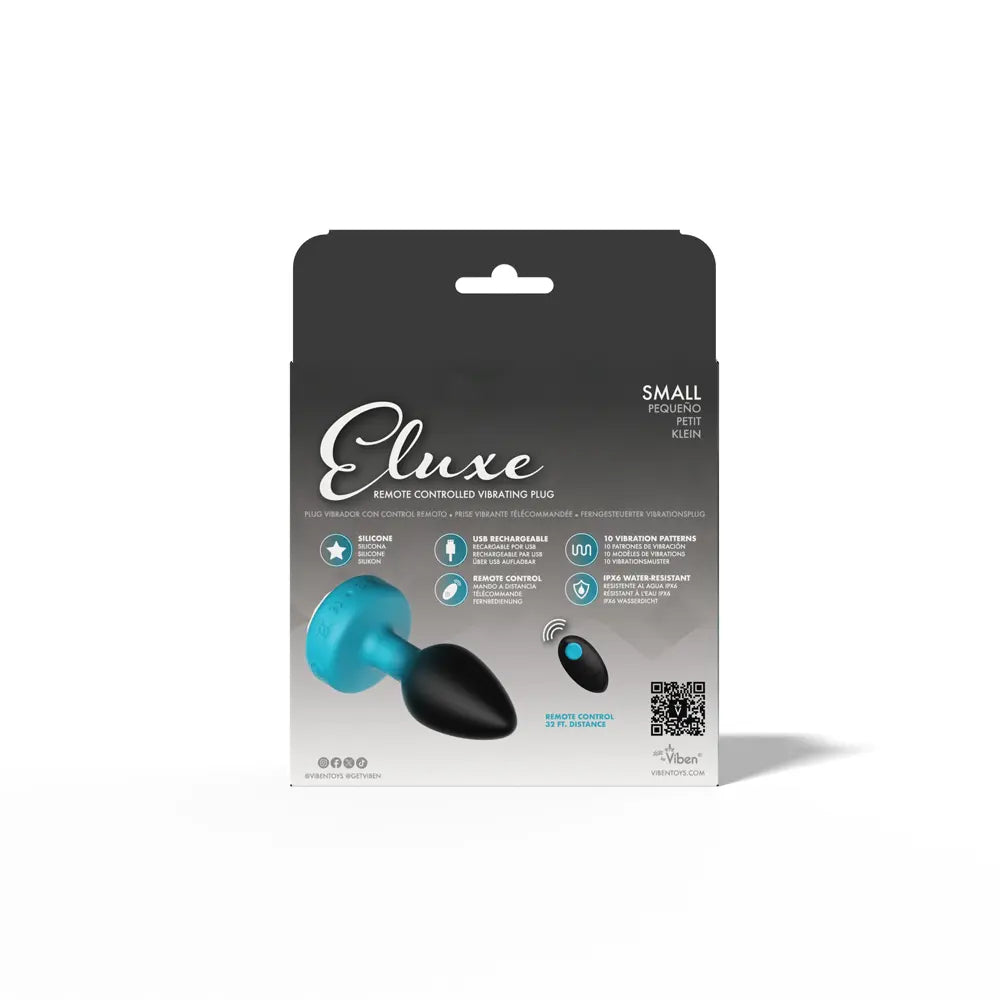 Eluxe Vibrating Clr Gem Bluombre Plug Sm With Remote – body-safe materials | Fu'Cha Exotics