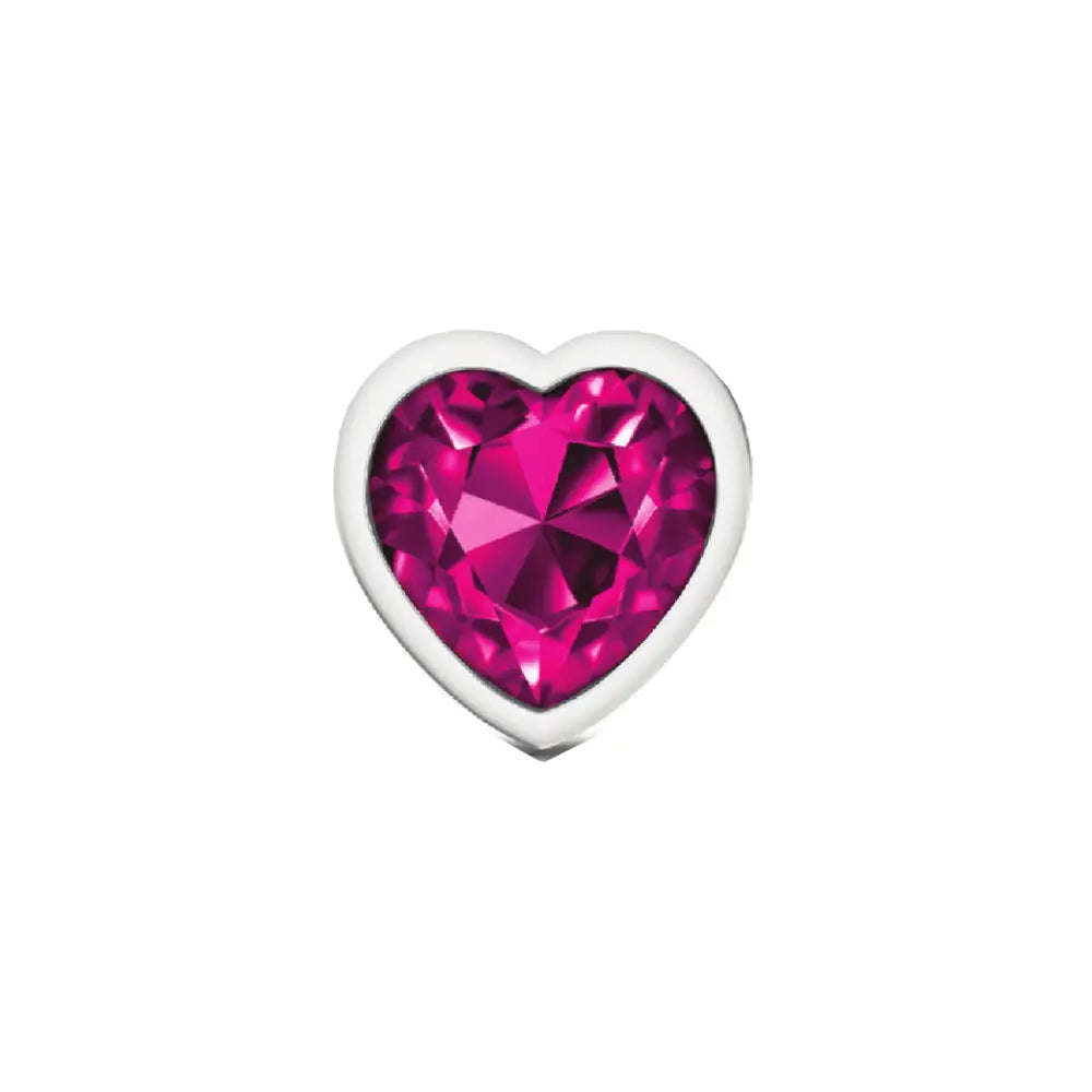 Bright Pink Heart Gem Silver Metal Plug - Md – body-safe materials | Fu'Cha Exotics