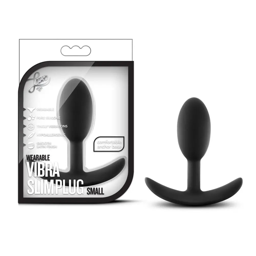 Luxe - Wearable Vibra Slim Plug - Small - Black – body-safe materials | Fu'Cha Exotics