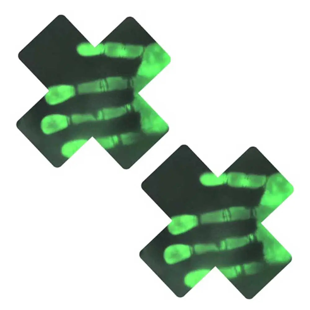 Neon Greeny Temperature Reactive X Factor Nipple Cover Pasties – body-safe materials fully waterproof | Fu'Cha Exotics