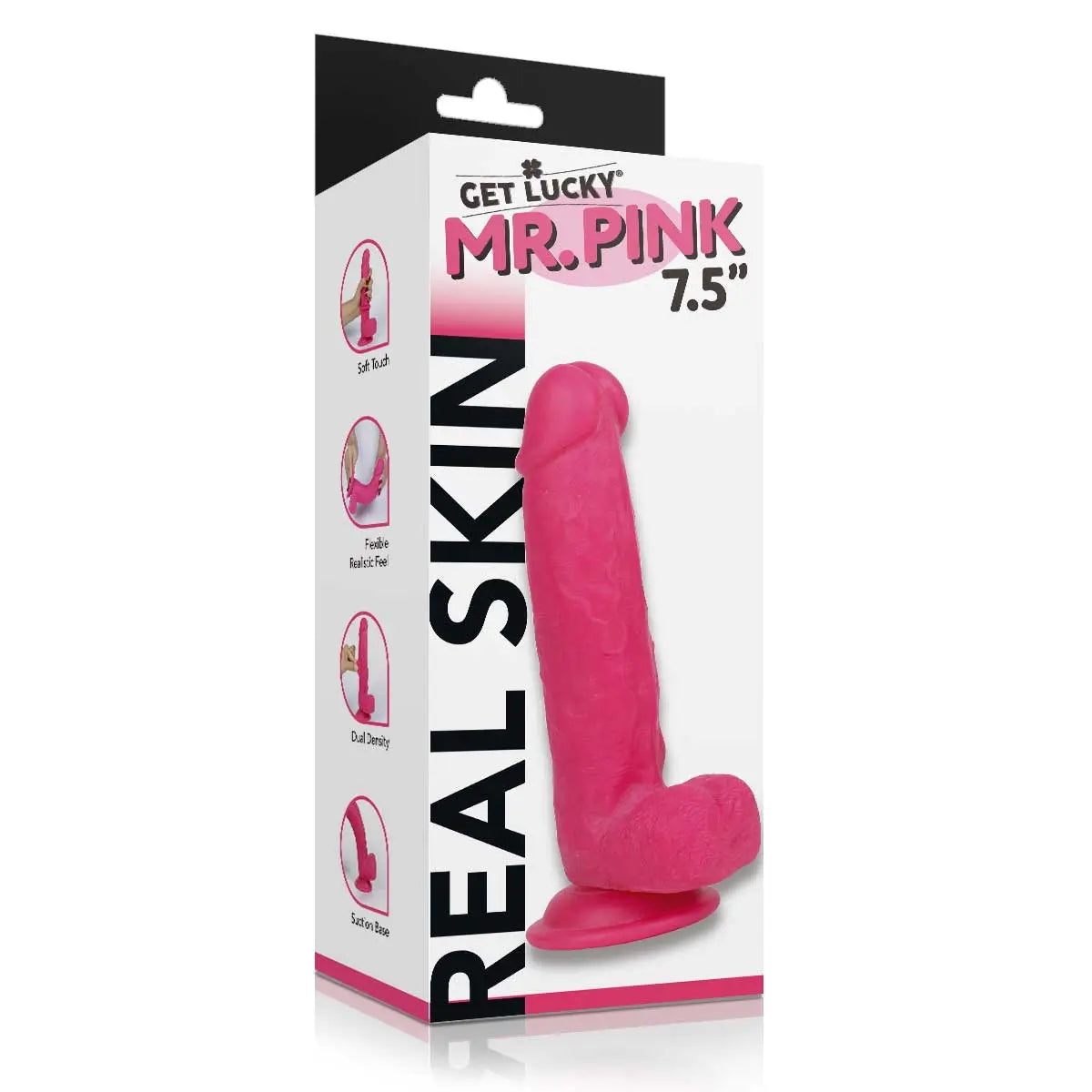 Real Skin Mr. Pink 7.5" Dual Layer Dildo – body-safe materials | Fu'Cha Exotics