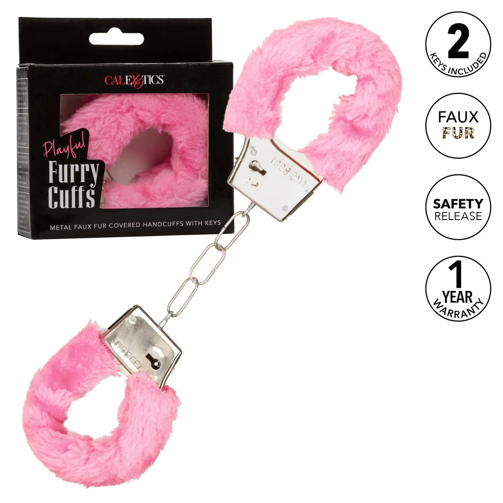 Playful Furry Cuffs - Pink – body-safe materials | Fu'Cha Exotics