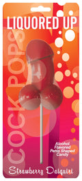 Liquored Up strawberry daiquiri alcohol-flavored candy lollipop package