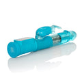 Blue Jack Rabbit style massage wand with clear nozzle and textured grip