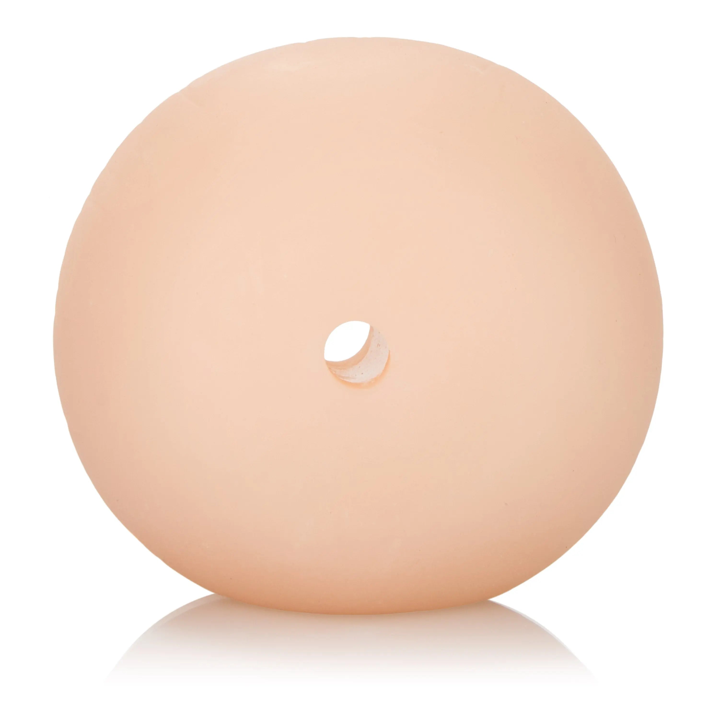 Beige universal pump sleeve with round cap and small white pump opening
