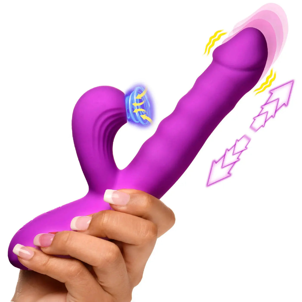 Thrust Wave Thrusting and Sucking Rabbit Vibrator - Purple – body-safe materials | Fu'Cha Exotics