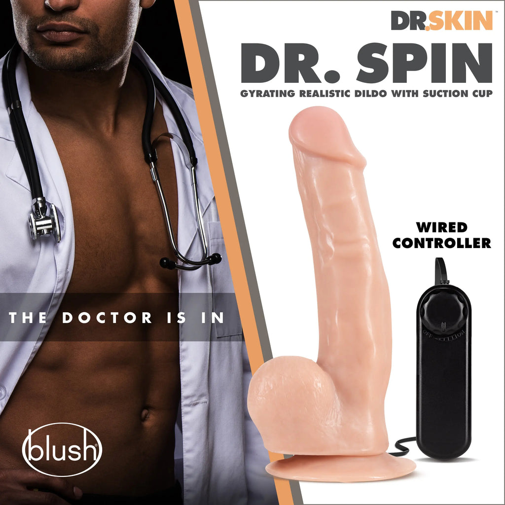 Dr. Skin - Dr. Spin - 8.5 Inch Gyrating Realistic Dildo - Vanilla – body-safe materials | Fu'Cha Exotics