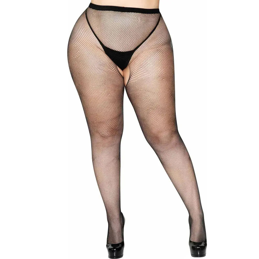 Crotchless Fishnet Pantyhose - Queen Size - Black – body-safe materials | Fu'Cha Exotics