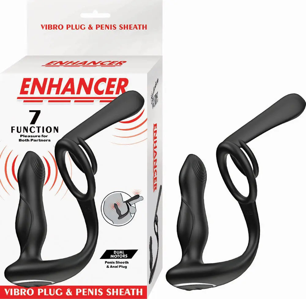 Enhancer Vibro Plug and Penis Sheath - Black – body-safe silicone 7 vibration modes | Fu'Cha Exotics