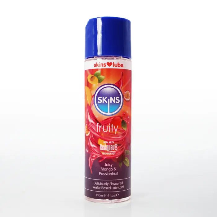 Skins Mango and Passion Fruit Water Based Lubricant 4.4oz – body-safe materials | Fu'Cha Exotics