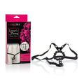 Black thong with adjustable straps and dark bead stroker attachment