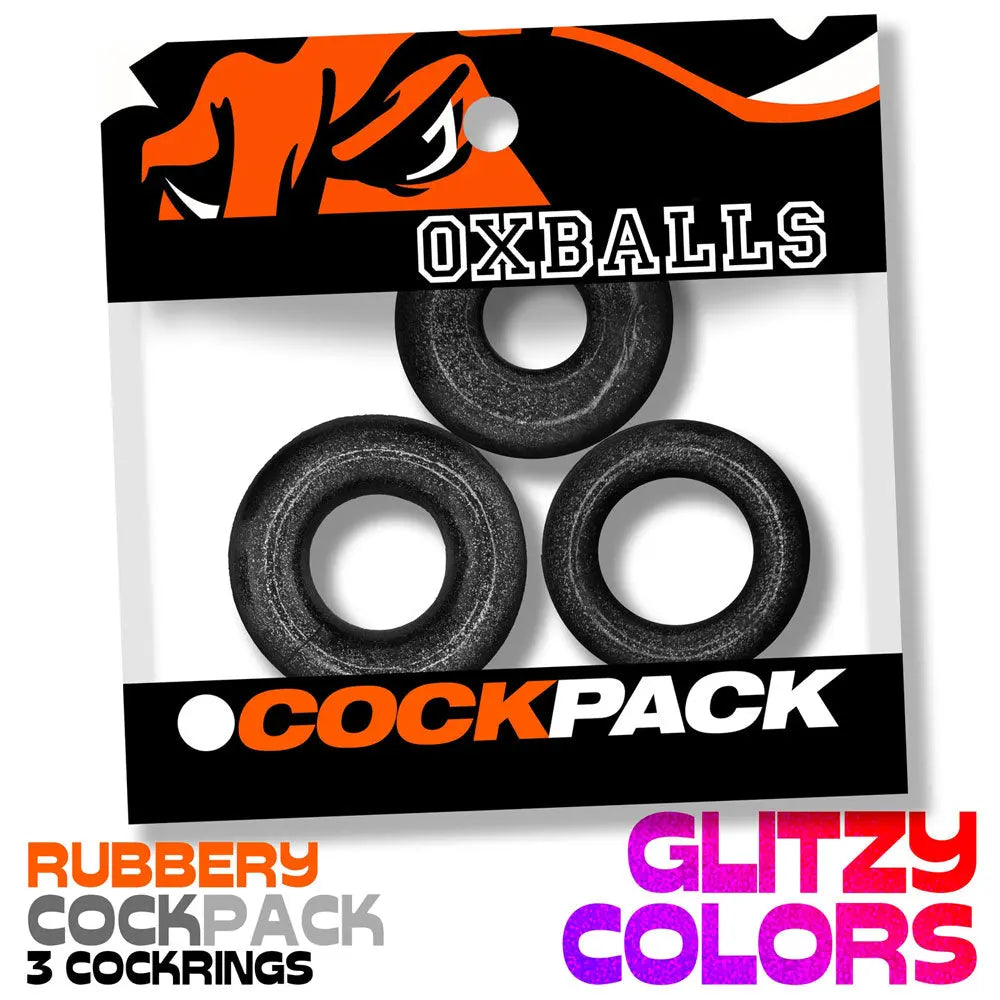 Cockpack Multi Design 3 Pack - Black Mica – body-safe materials | Fu'Cha Exotics