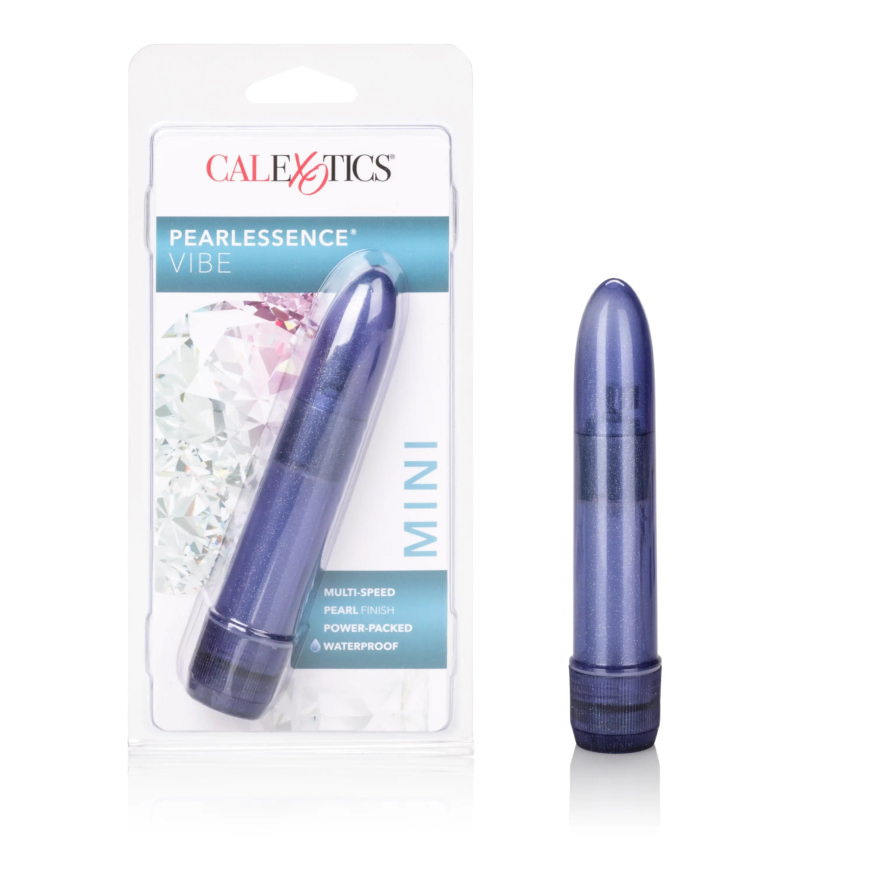 Mini Pearlessence Vibe blue waterproof mini vibrator with metallic finish