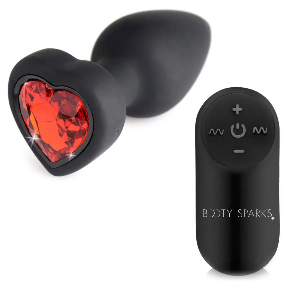28x Silicone Vibrating Red Heart Anal Plug With Remote - Small – body-safe materials | Fu'Cha Exotics