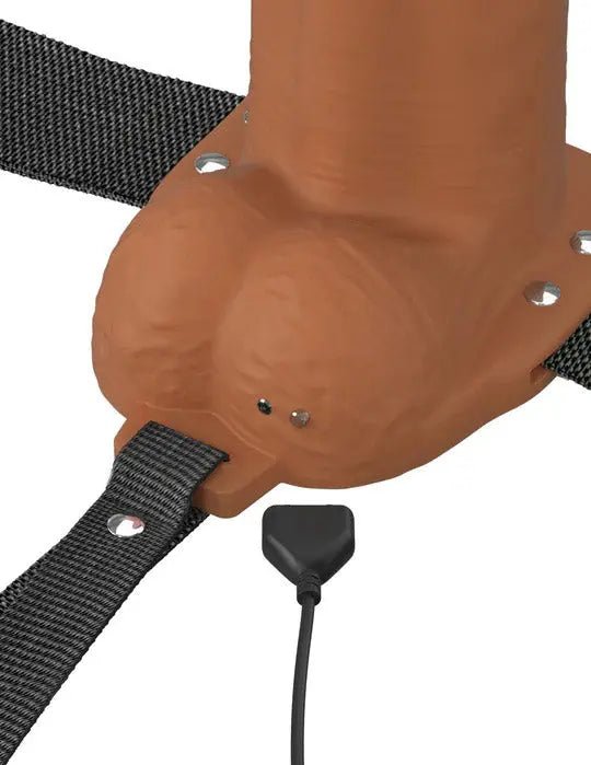 Fantasy X-Tensions Elite 7" Vibrating Hollow Silicone Strap-on - Brown – body-safe materials | Fu'Cha Exotics