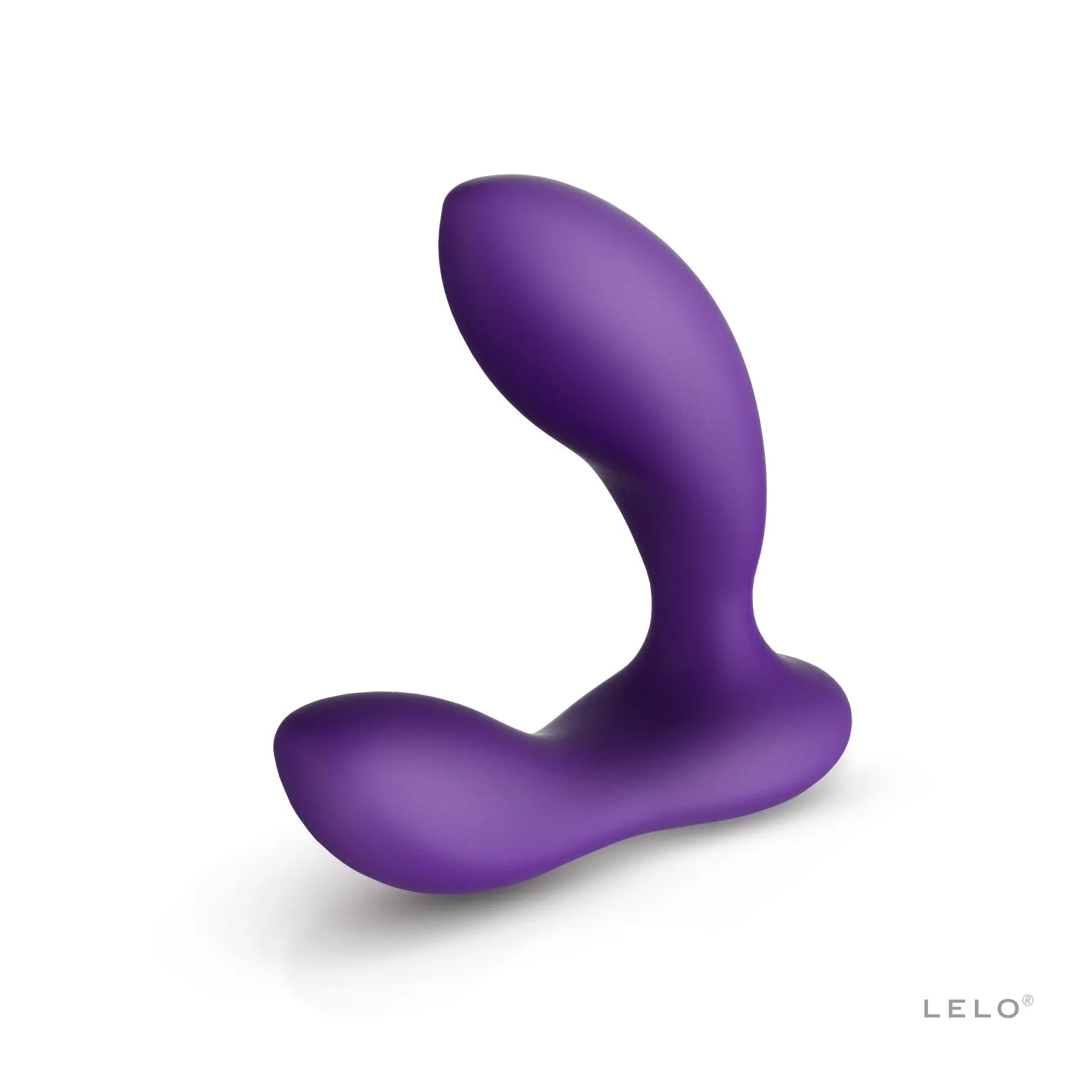 Purple curved anal plug with flared base