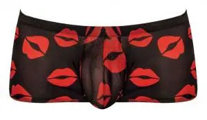 Kiss Me - Mini Short - Small - Sheer Lips Black – body-safe materials | Fu'Cha Exotics