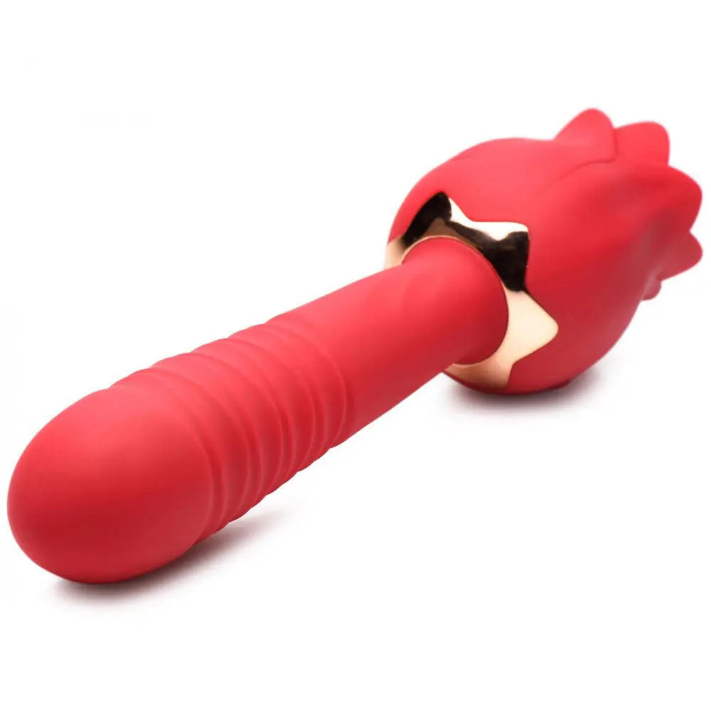 Bloomgasm Racy Rose Thrust and Lick Vibrator - Red – body-safe materials 7 vibration modes | Fu'Cha Exotics