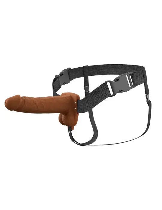 Fantasy X-Tensions Elite 7" Vibrating Hollow Silicone Strap-on - Brown – body-safe materials | Fu'Cha Exotics