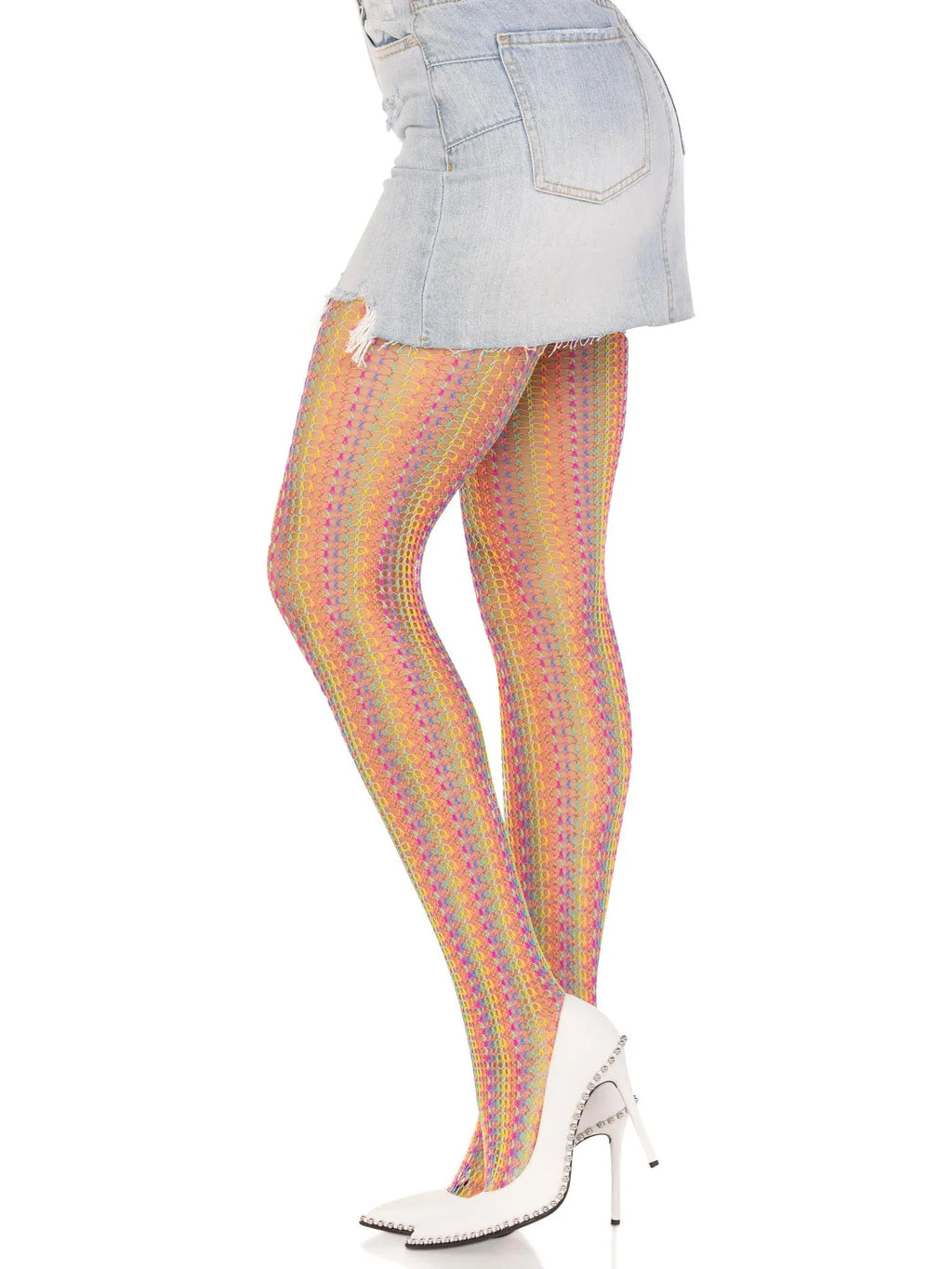 Rainbow Crochet Net Tights - One Size - Multicolor – body-safe materials | Fu'Cha Exotics