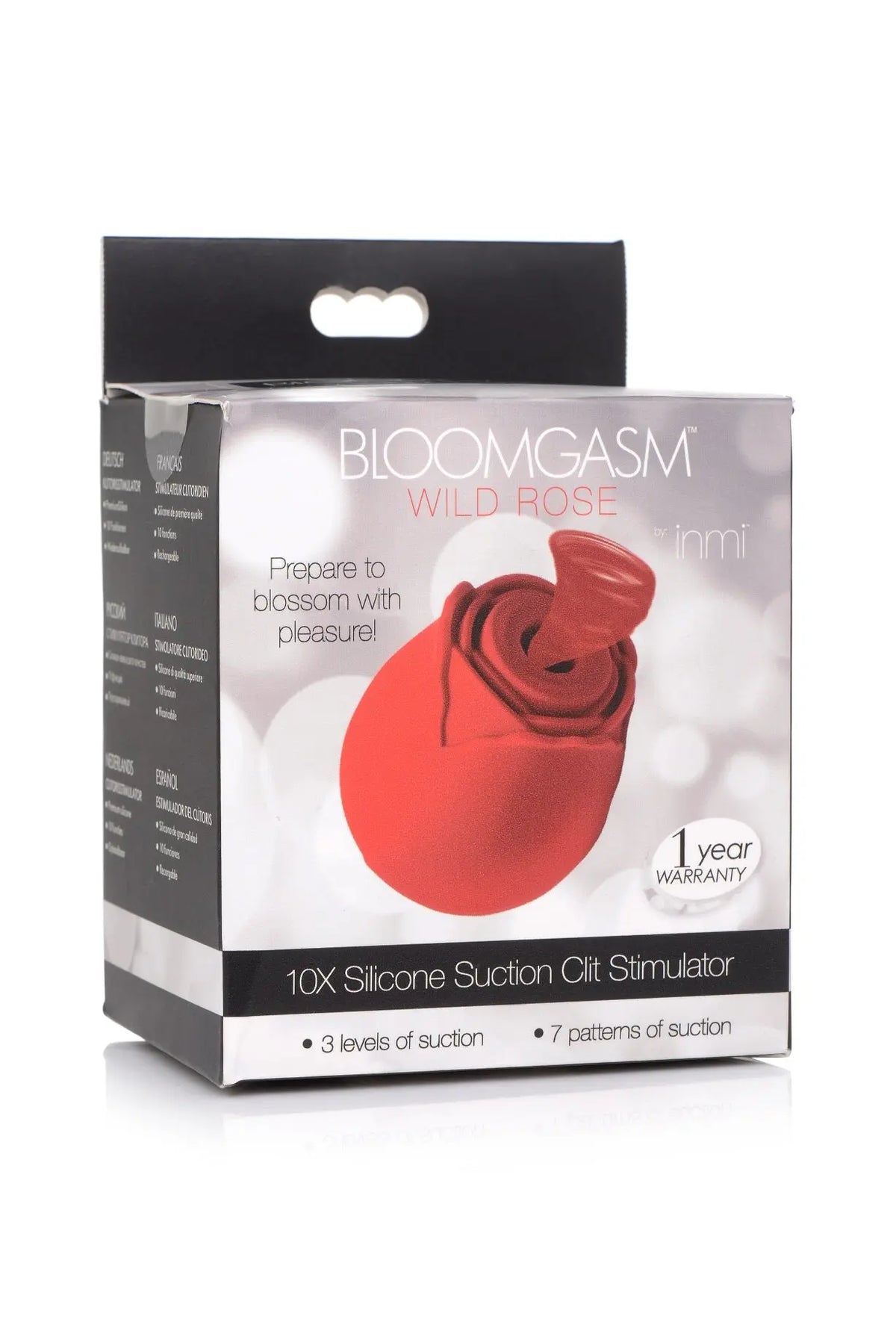Inmi - Bloomgasm Wild Rose Silicone Suction Stimulator - Red – body-safe materials | Fu'Cha Exotics