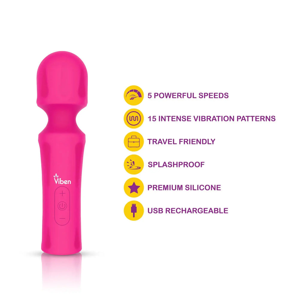 Mighty Muse Mini Massager - Hot Pink – body-safe silicone USB-rechargeable | Fu'Cha Exotics