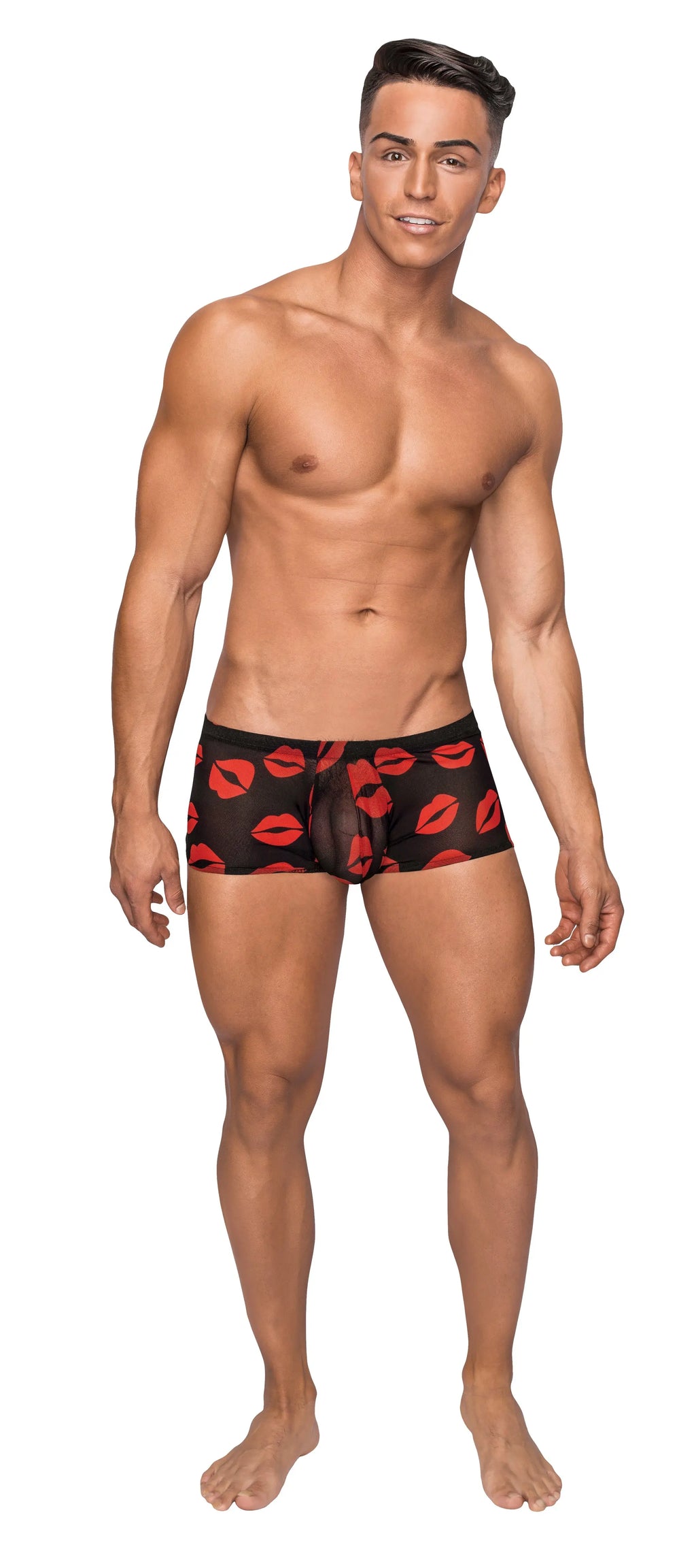 Kiss Me - Mini Short - Small - Sheer Lips Black – body-safe materials | Fu'Cha Exotics