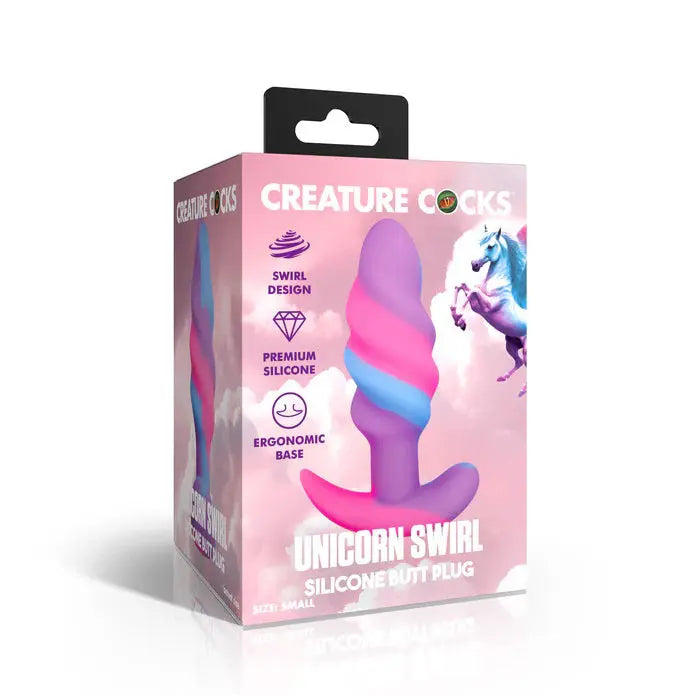 Unicorn Swirl Silicone Butt Plug - Small – body-safe silicone | Fu'Cha Exotics