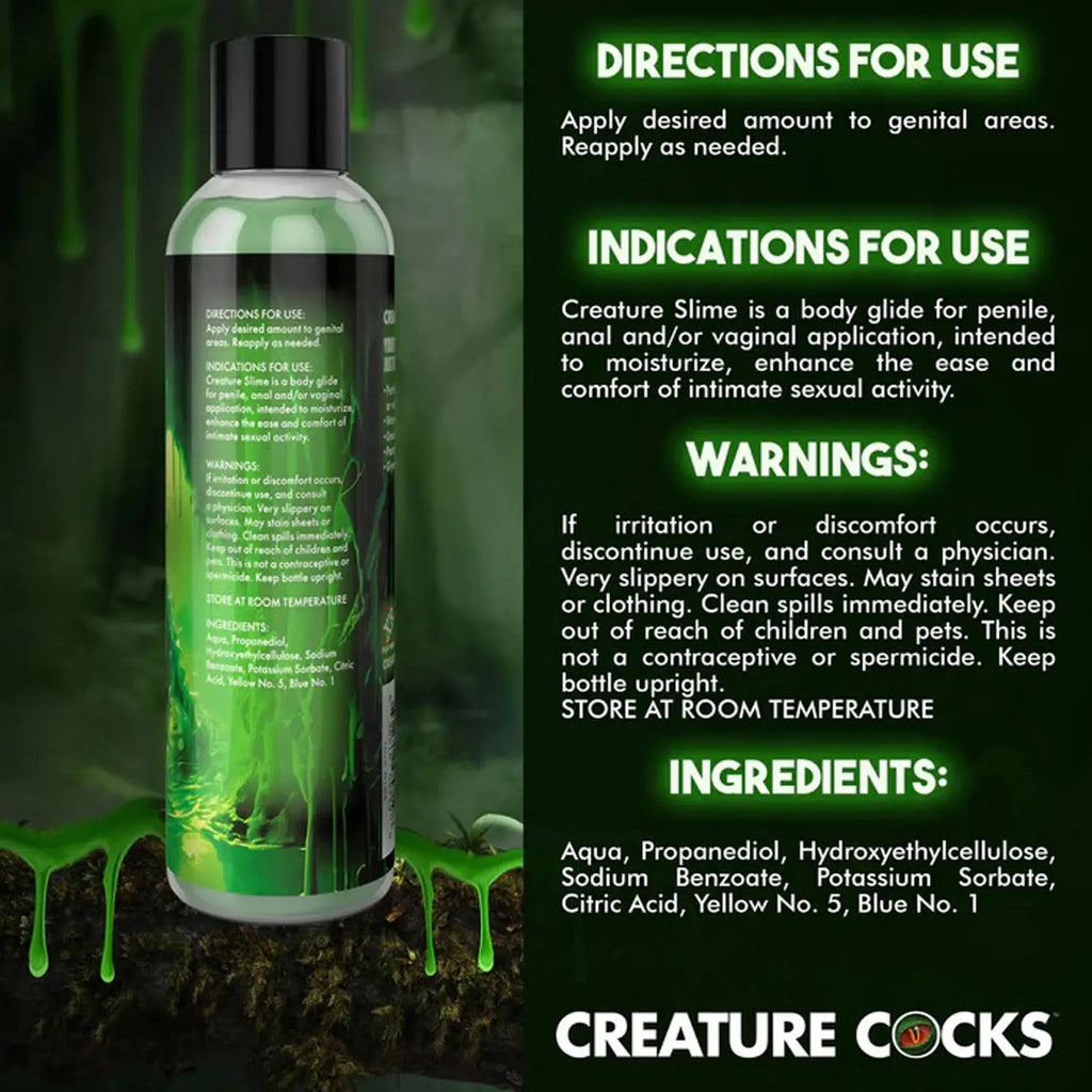 8oz Creature Slime Green Slime Water-Based - Lubricant – body-safe materials | Fu'Cha Exotics