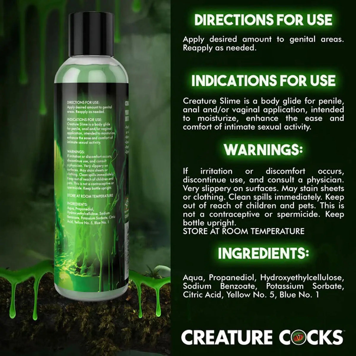 8oz Creature Slime Green Slime Water-Based - Lubricant – body-safe materials | Fu'Cha Exotics