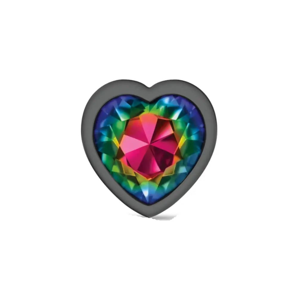 Rainbow Heart Gem Gunmetal Metal Plug - Lg – body-safe materials | Fu'Cha Exotics