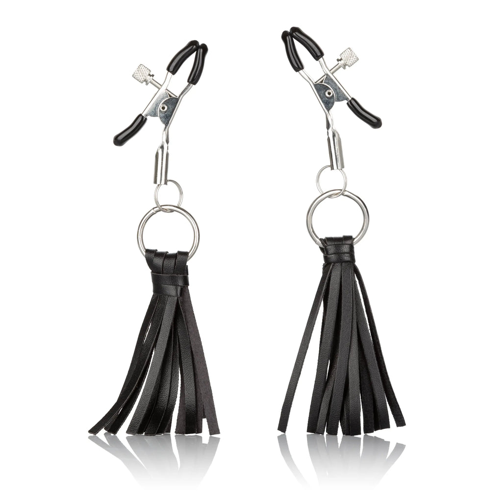 Nipple Play Playful Tassels Nipple Clamps - Black – body-safe materials | Fu'Cha Exotics