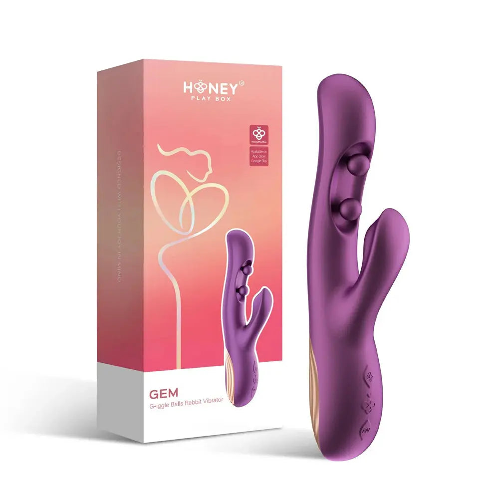 Gem - App Control G-Iggle Balls Rabbit Vibrator - Purple – body-safe silicone fully waterproof | Fu'Cha Exotics