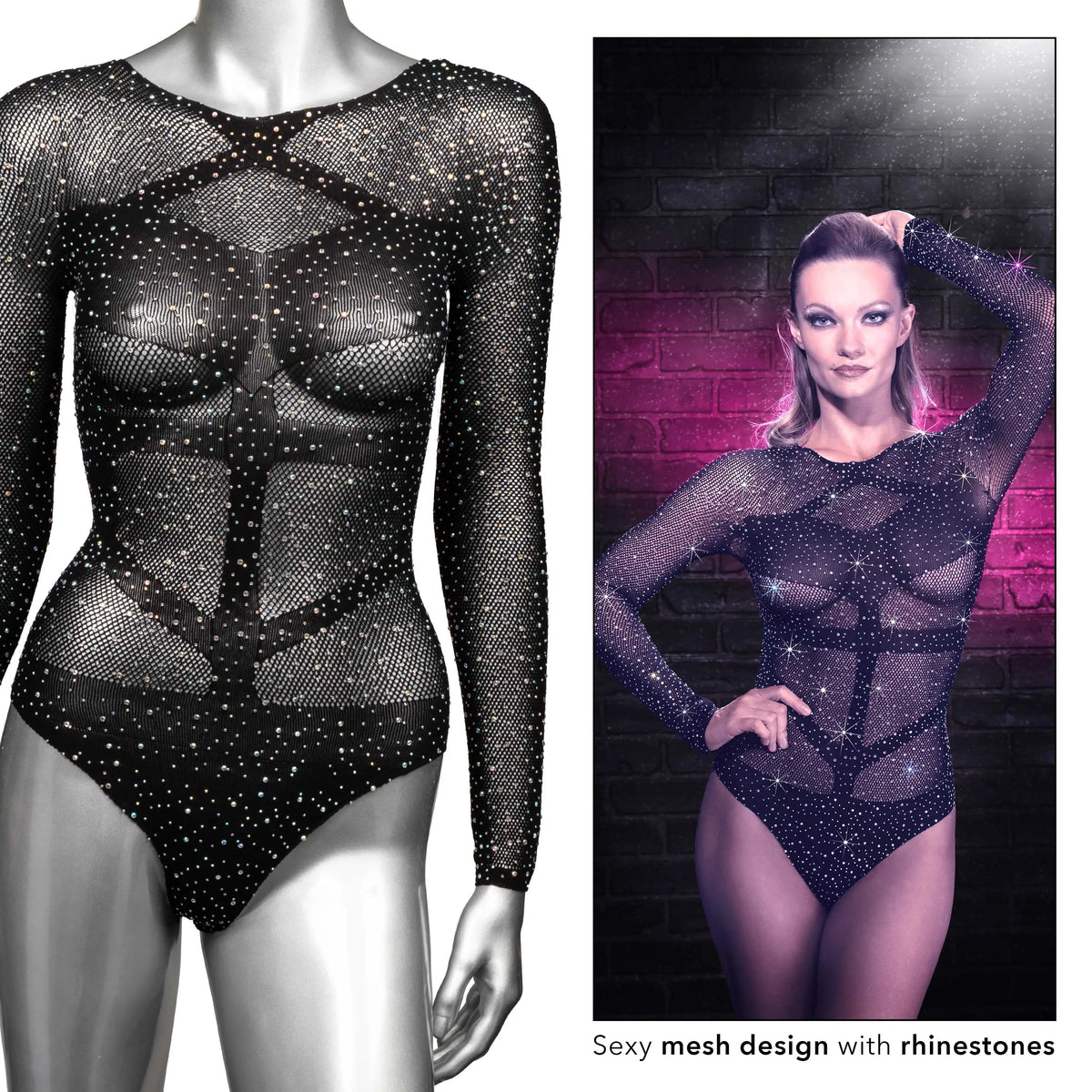 Radiance Long Sleeve Body Suit - One Size - Black – body-safe materials | Fu'Cha Exotics
