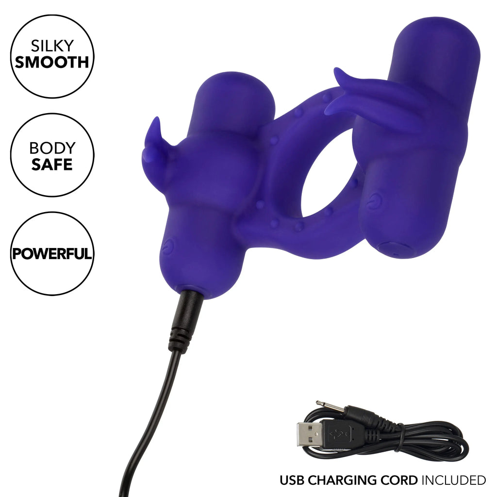 Silicone Rechargeable Triple Orgasm Enhancer - Purple – body-safe materials | Fu'Cha Exotics