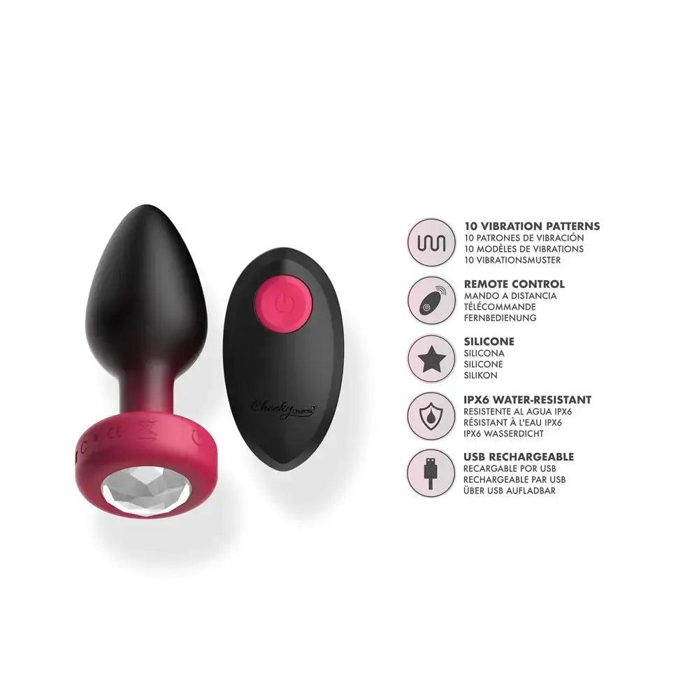Eluxe Vibrating Clr Gem Rbyombre Plug Md With Remote – body-safe materials | Fu'Cha Exotics