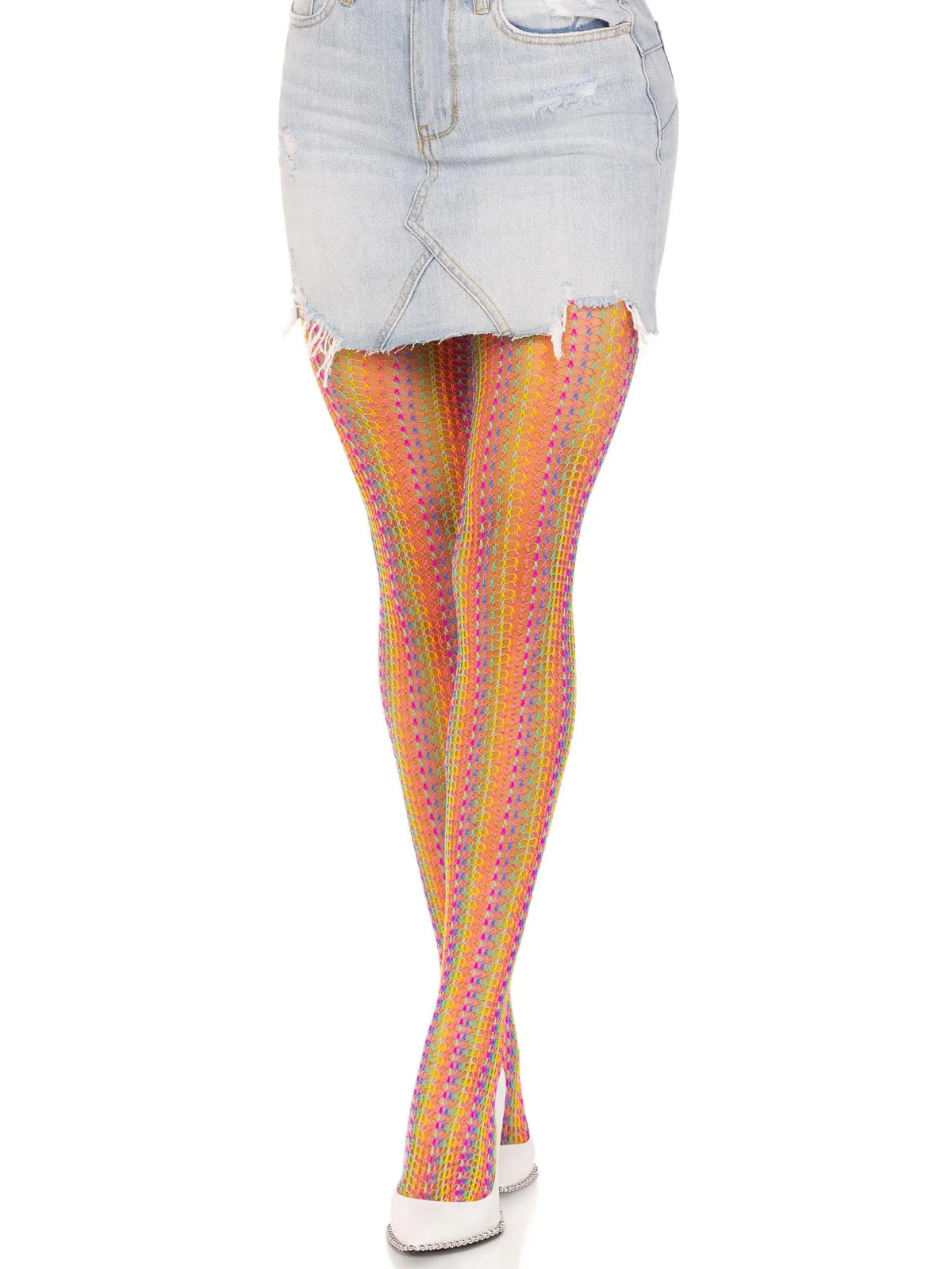 Rainbow Crochet Net Tights - One Size - Multicolor – body-safe materials | Fu'Cha Exotics