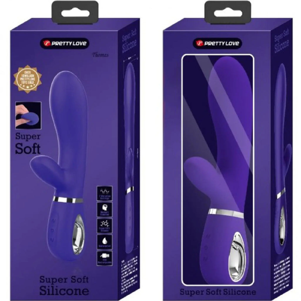 Thomas Super Soft Silicone Rabbit Vibrator - Purple – body-safe silicone 7 vibration modes | Fu'Cha Exotics
